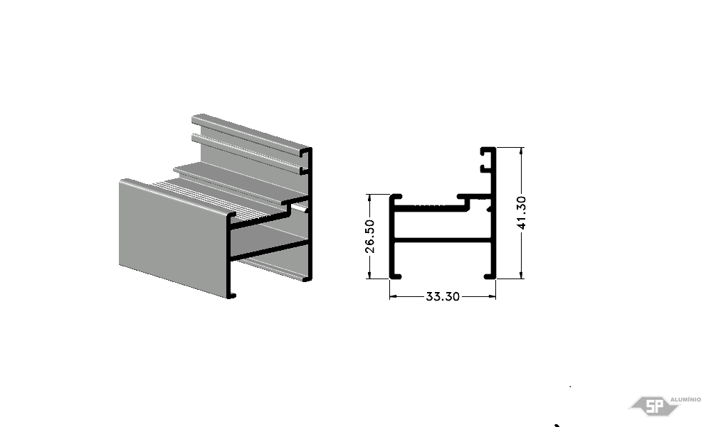 Desenho técnico do perfil de alumínio SU-0279