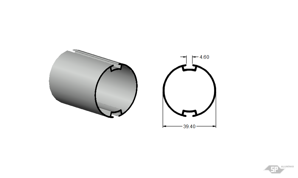 Desenho técnico do perfil de alumínio SP-1060/L