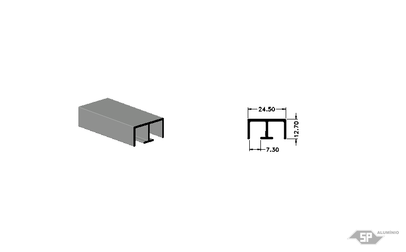 Desenho técnico do perfil de alumínio BK-0024