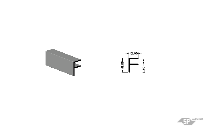 Desenho técnico do perfil de alumínio F-0049